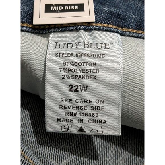 Judy Blue Straight Fit Jeans Womens Plus Size 22W Raw Hem Denim - Picture 8 of 10